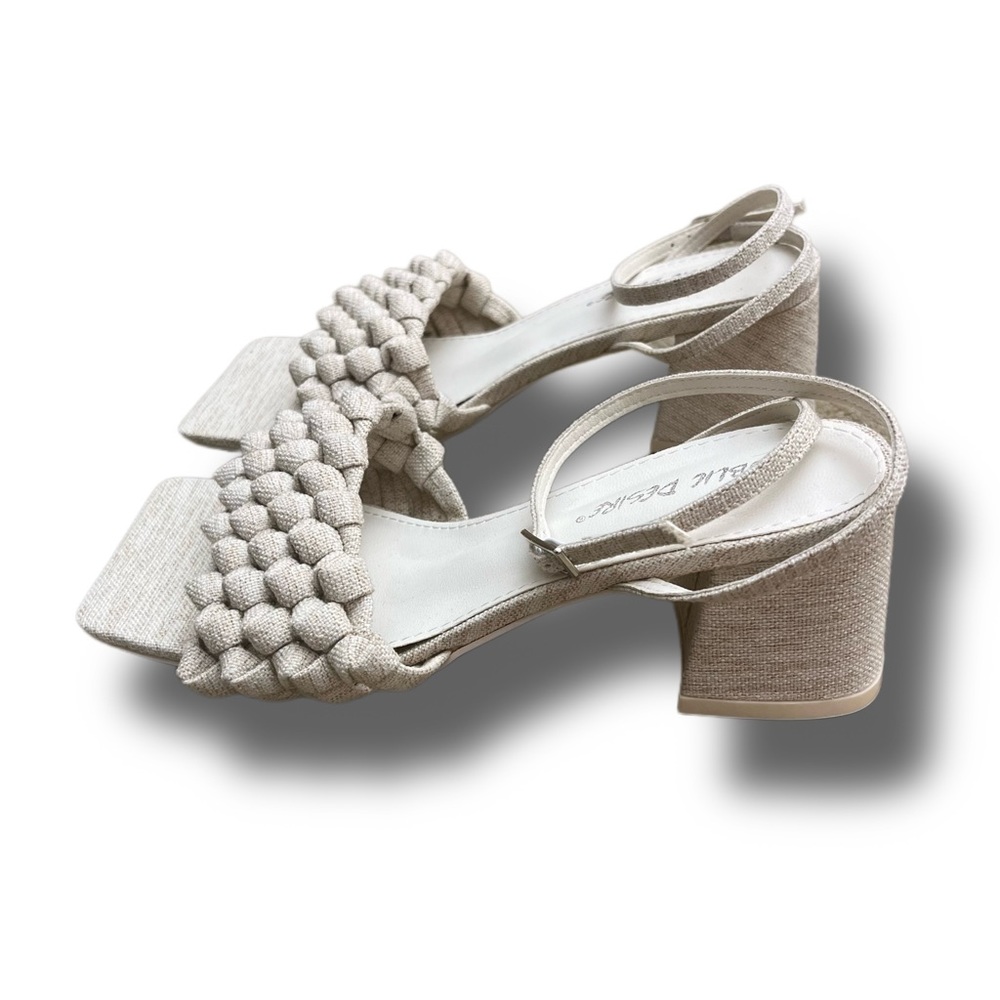 ASOS Beige Braided Block Heel Sandals